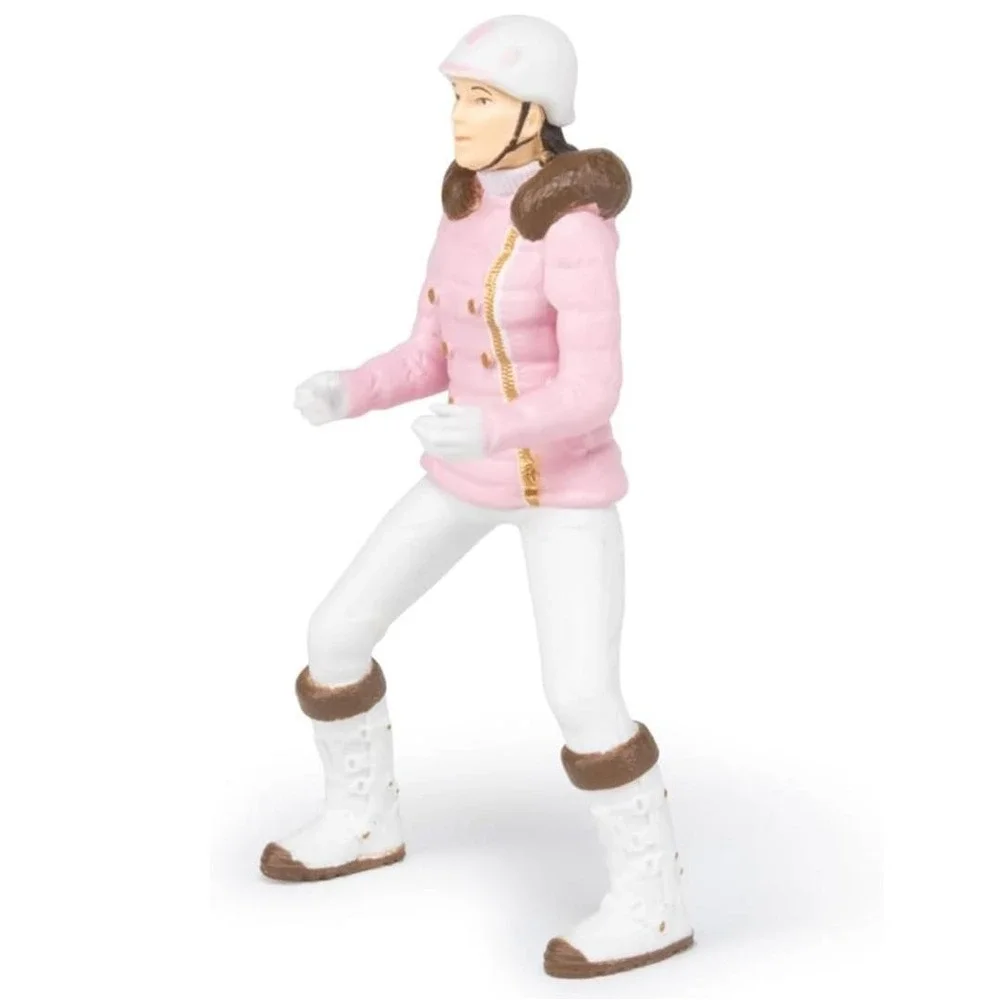 Winter Riding‎ Girl Figurine - Hand Painted Horse Rider Toy Figure - Papo 52011